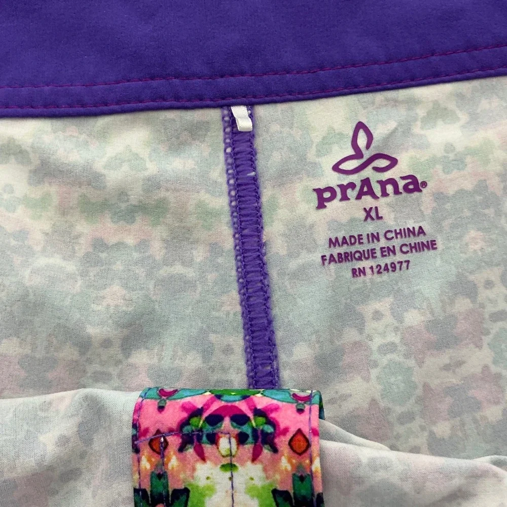 Prana Women Purple Multicolor Geometric Board Shorts XL‎ Swim Surf RN124977